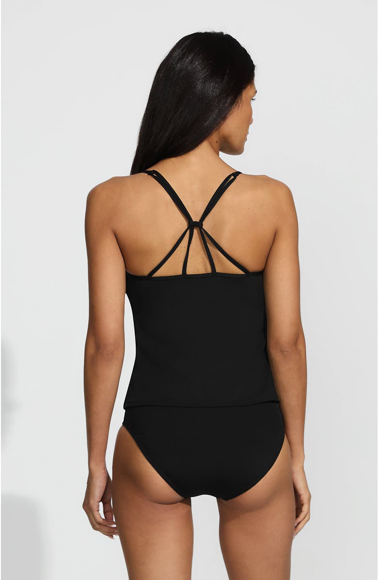 Lands' End Tugless QuickDry Adjustable Strappy Back Tankini Top, Alternate, color, Black
