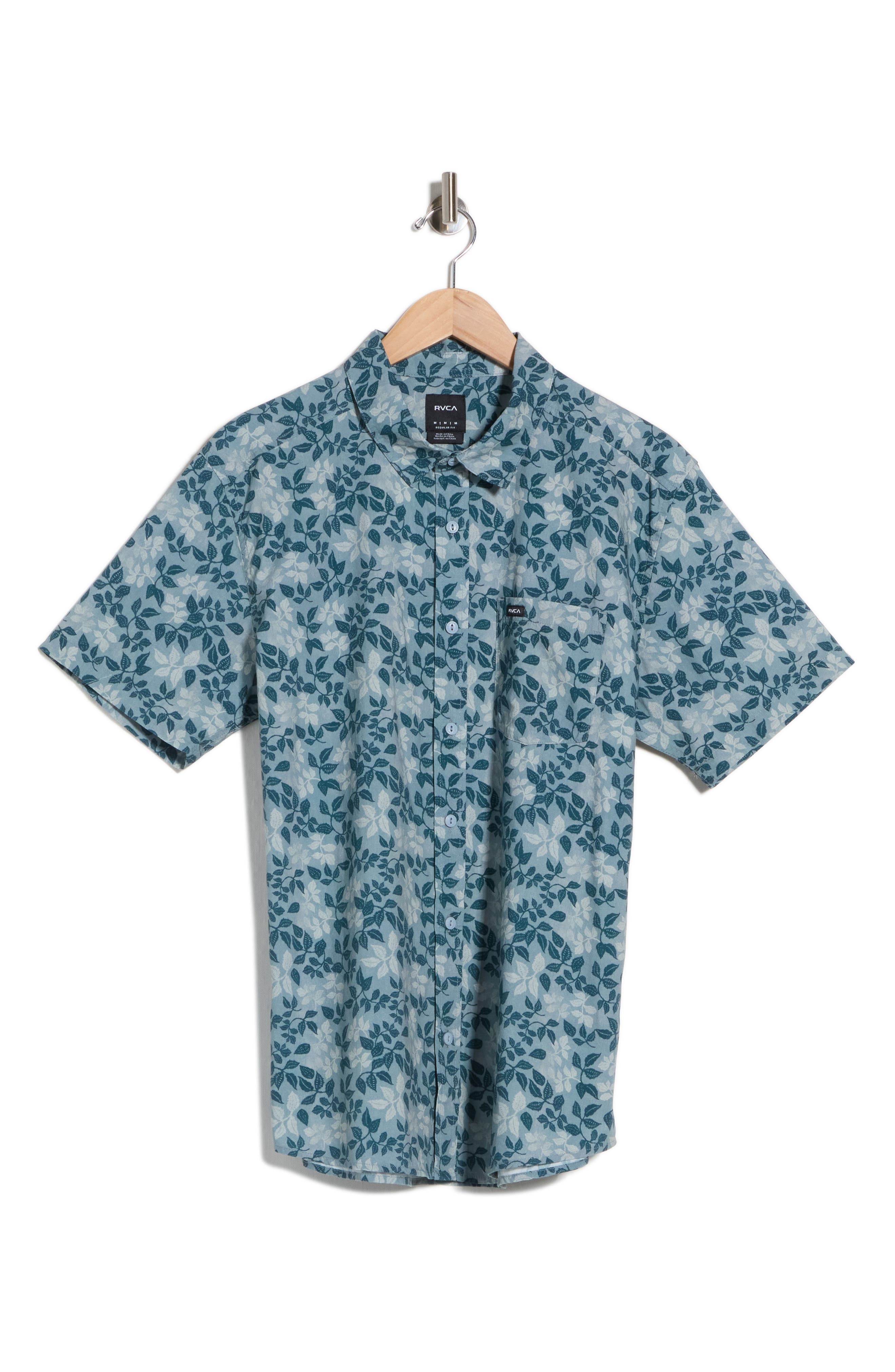 Botanical Print Short Sleeve Button-Up Shirt