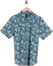 RVCA Botanical Print Short Sleeve Button-Up Shirt