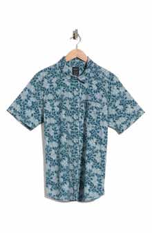 Botanical Print Short Sleeve Button-Up Shirt