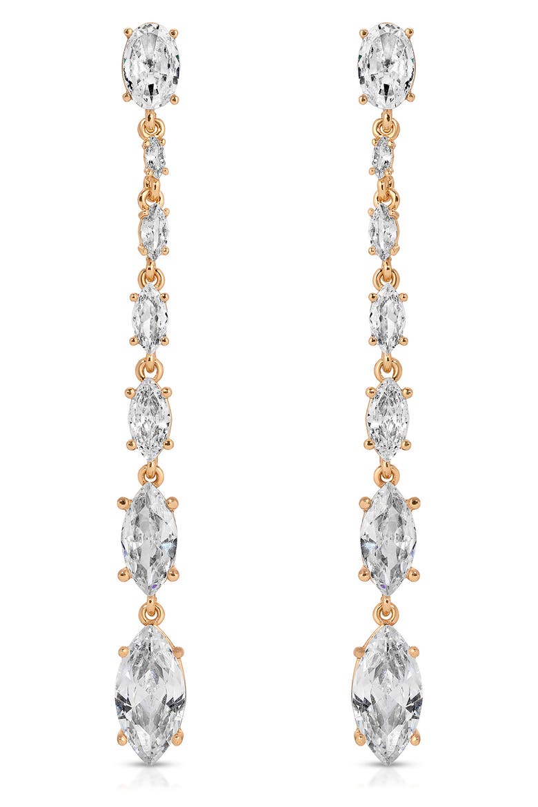 Marquise Cubic Zirconia Linear Drop Earrings, Alternate, color, GOLD