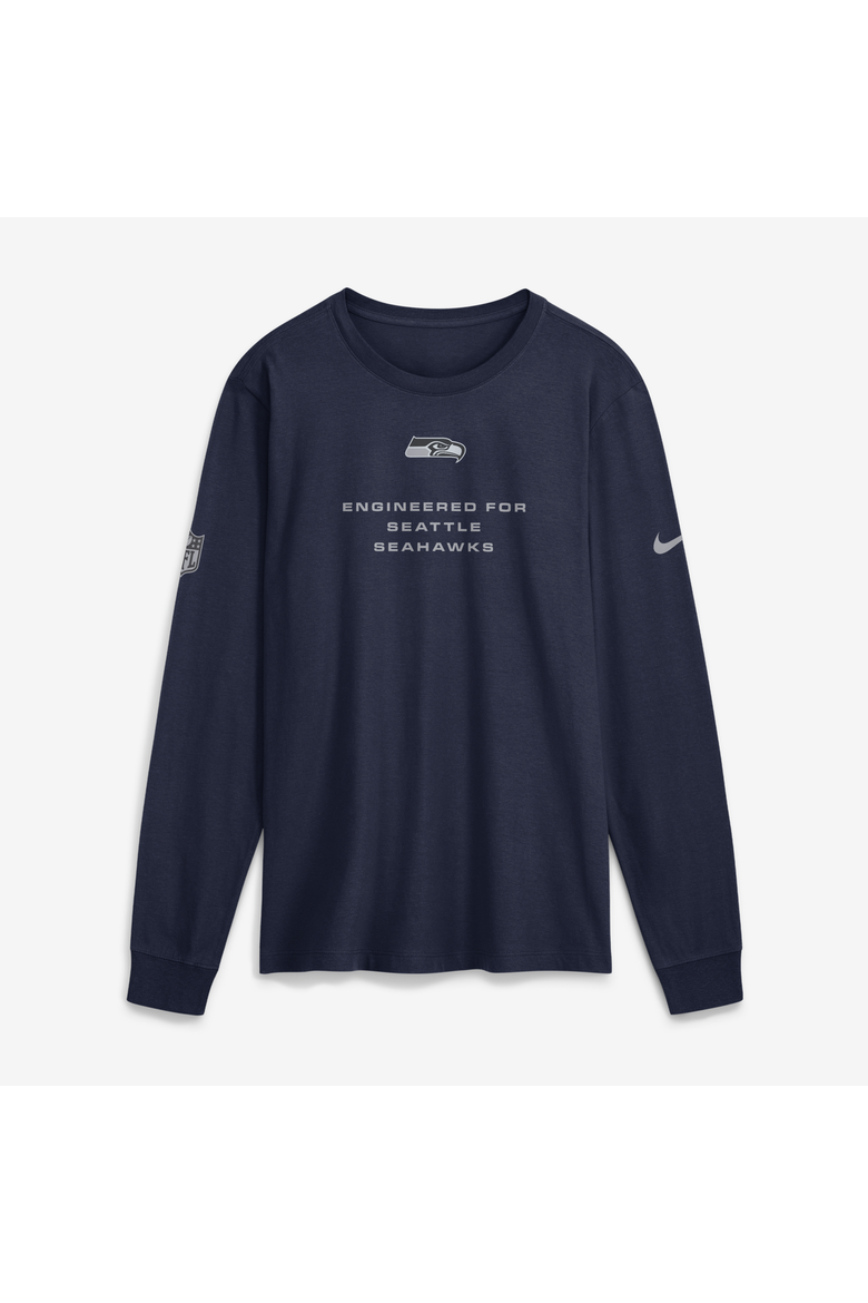 Men's Nike College Navy Seattle Seahawks Sideline Bold Arch Star Dri-FIT Long Sleeve T-Shirt, Main, color, College Navy
