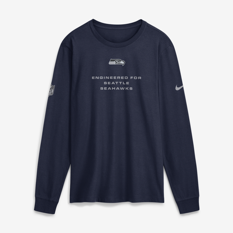 Men's Nike College Navy Seattle Seahawks Sideline Bold Arch Star Dri-FIT Long Sleeve T-Shirt