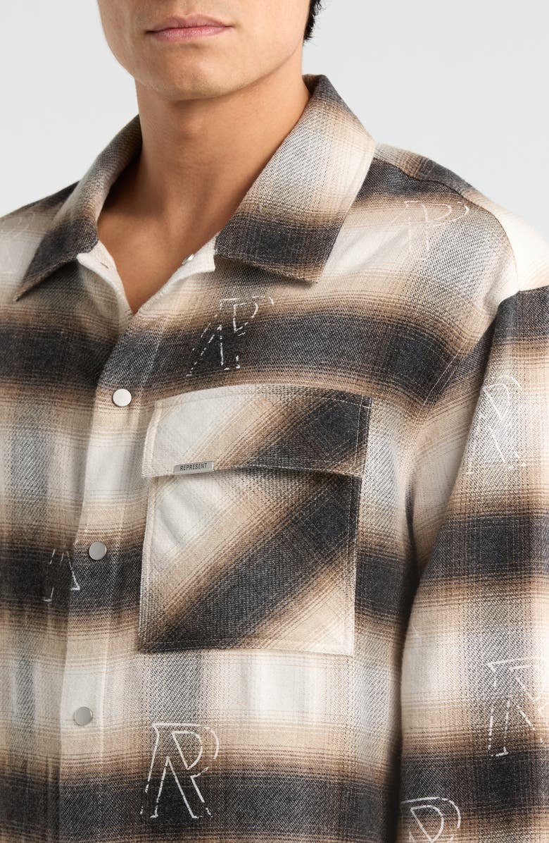 Represent All Over Plaid Shirt, Alternate, color, Latte