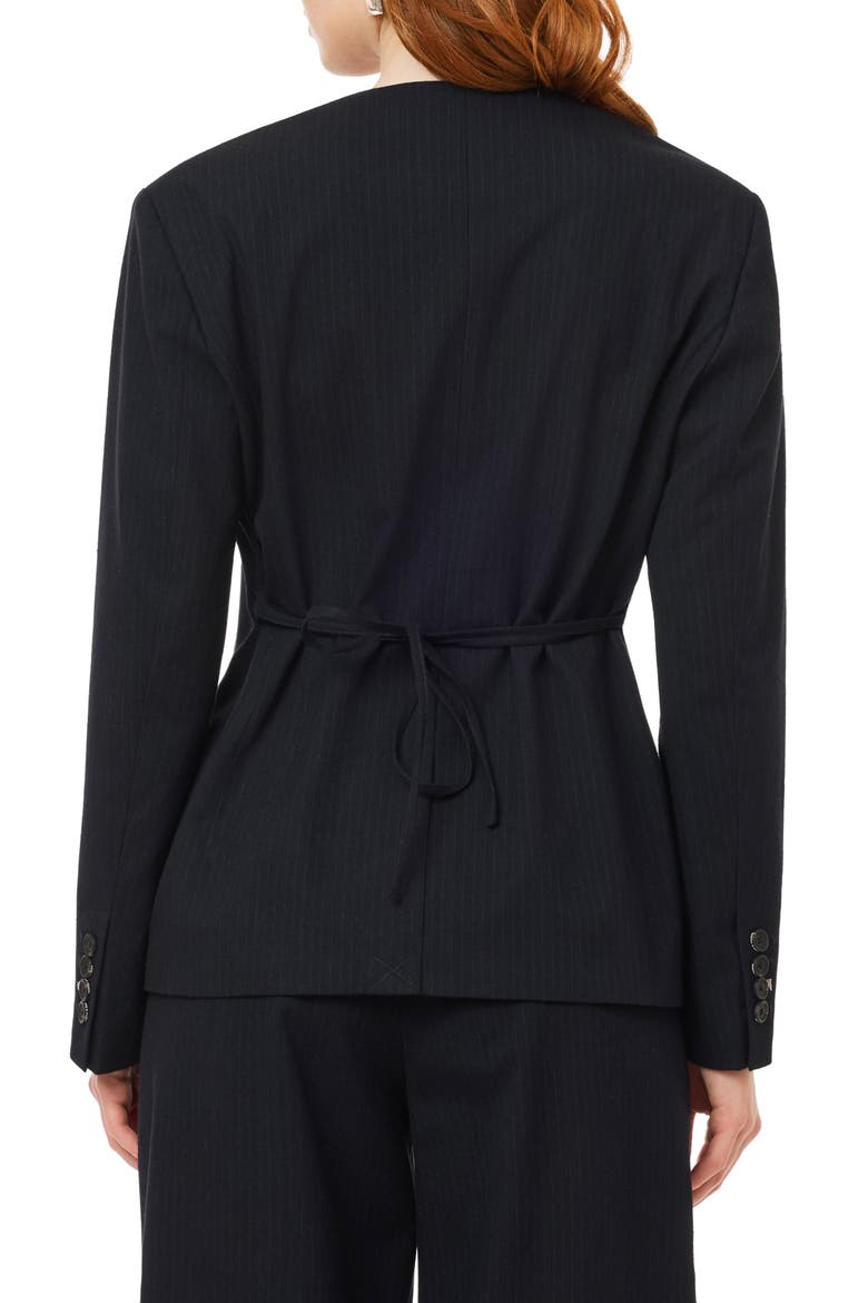 The Belted Pinstripe Blazer, Alternate, color, BLACK NIGHT PINSTRIPE