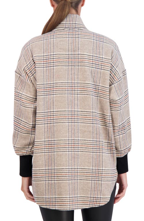 Ookie & Lala Faux Cashmere Rib Cuff Jacket In Camel Plaid