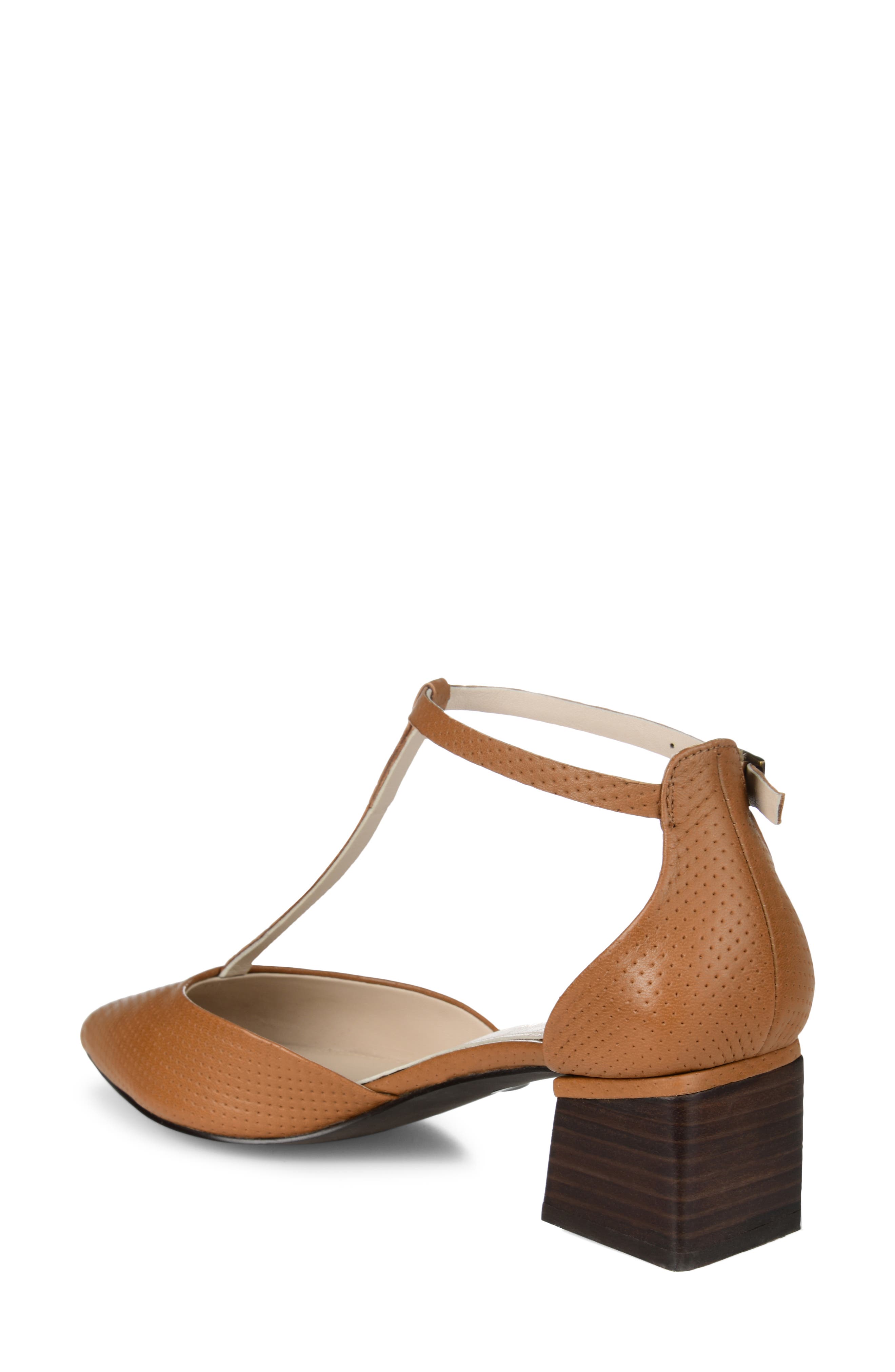Journee Collection Cameela T-Strap Pointed Toe Pump, Alternate, color, Brown Leather