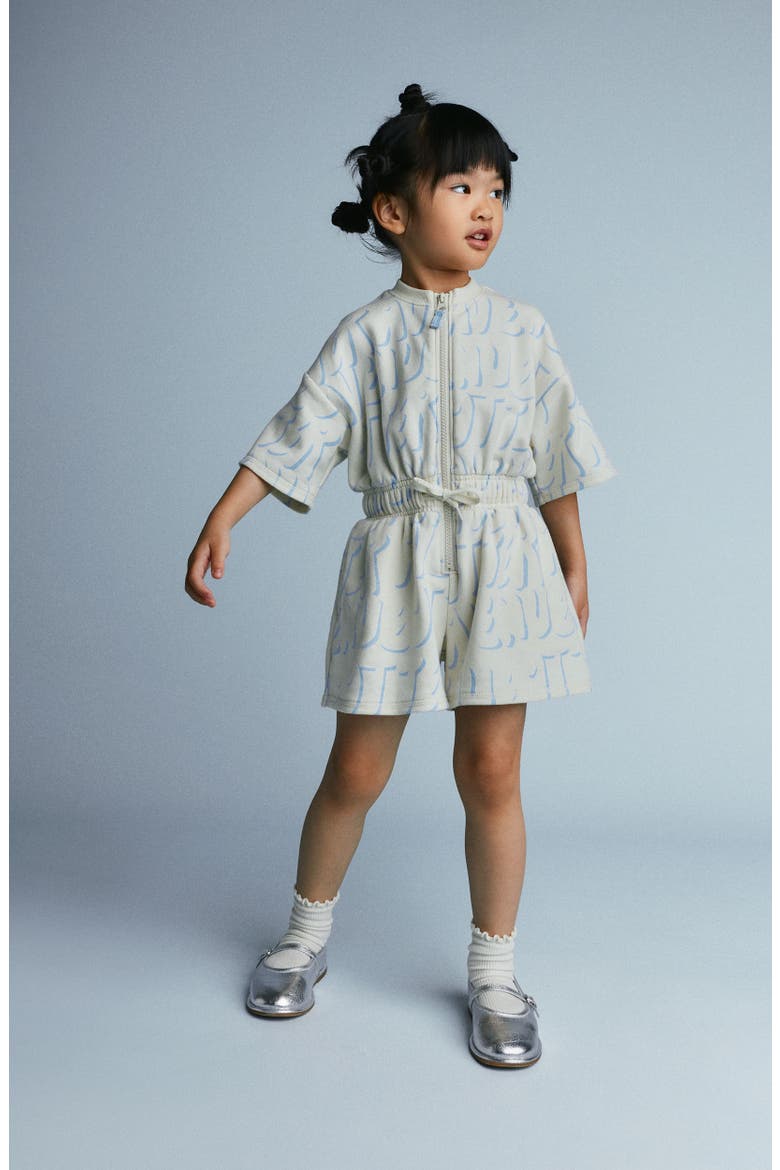 Kids' Logo Print Cotton Blend Romper, Alternate, color, WISHBONE PRINT