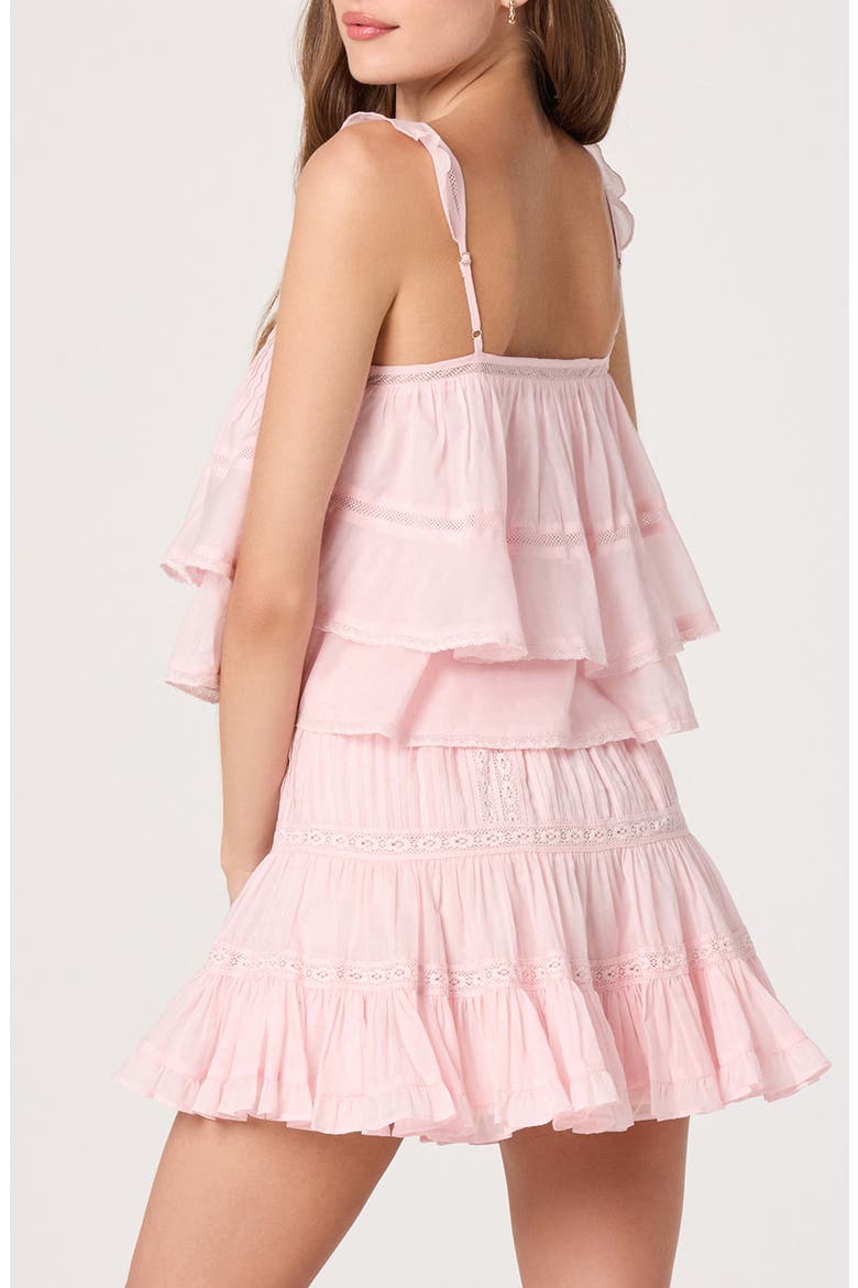 Delia Pleated Lace Inset Tiered Babydoll Top, Alternate, color, PINK