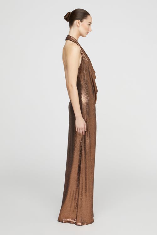 Halston Soraya Jersey Gown In Brown