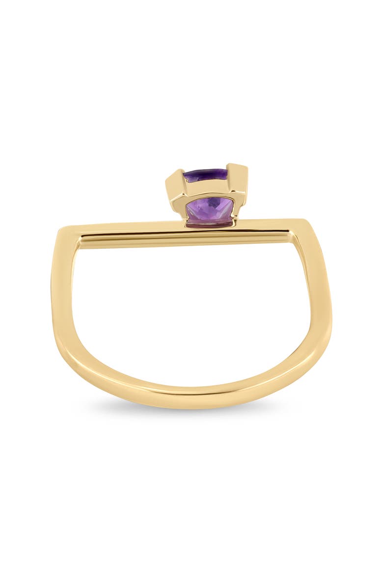 14K Purple Amethyst Trillion Stackable Ring (Online Trunk Show), Alternate, color, 14K YELLOW GOLD/AMETHYST
