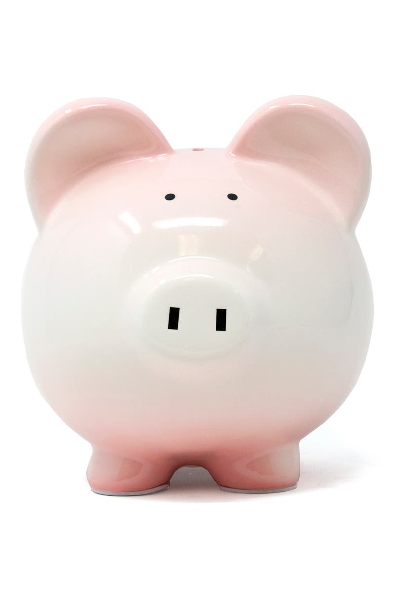 Girlsenberry Ombré Ceramic Piggy Bank, Main, color, LIGHT PINK