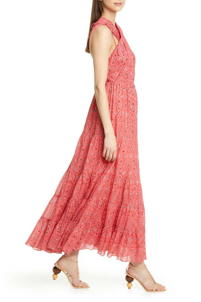 Karima Metallic Cutout Maxi Dress, Alternate, color, HIBISCUS