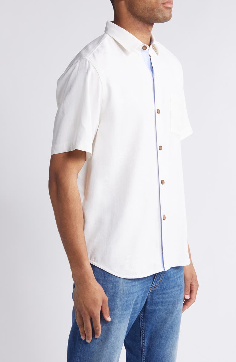 Tommy Bahama Isle of Tiki Embroidered Short Sleeve Silk Graphic Button-Up Shirt, Alternate, color, Continental