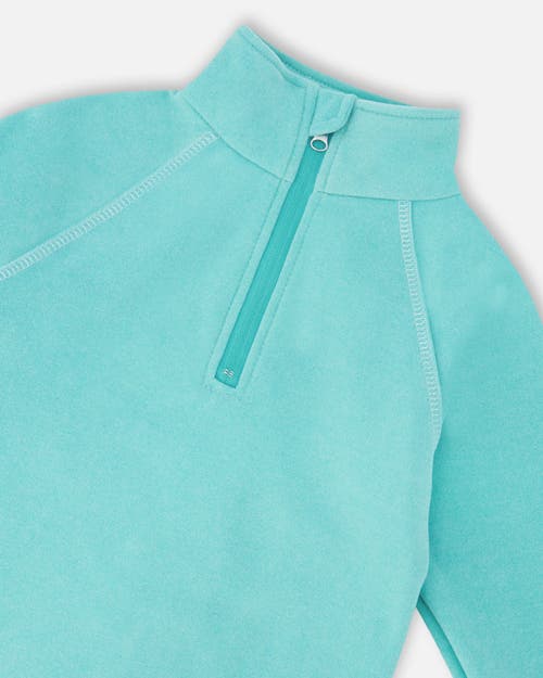 Deux Par Deux Girl Two-piece Thermal Underwear Set In Blue