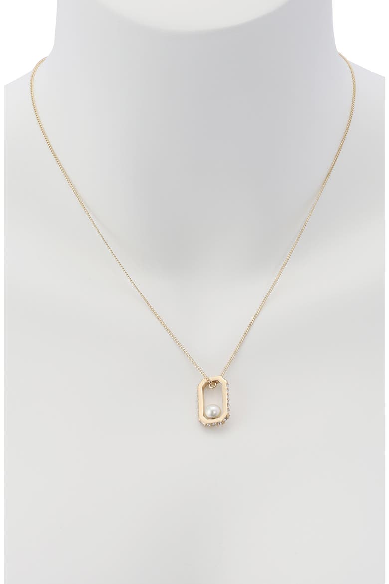 Ellie Hex Faux Pearl Square Pendant Necklace, Alternate, color, PEARL/ GOLD