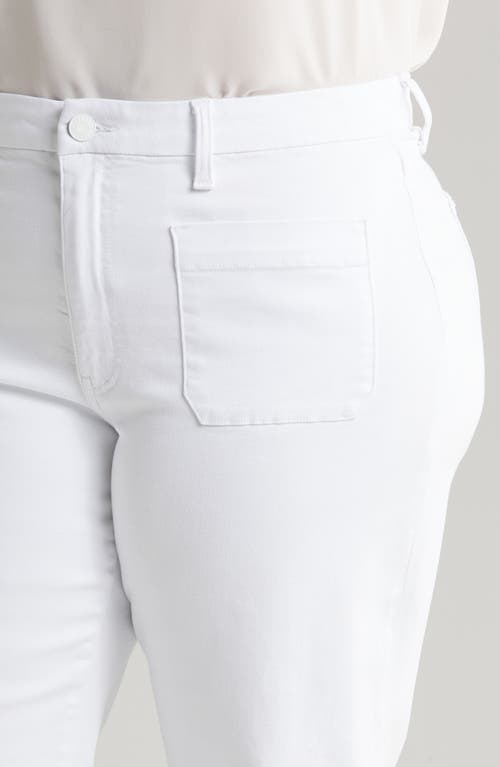 Kut From The Kloth Meg Patch Pocket High Waist Ankle Wide Leg Jeans In Optic White