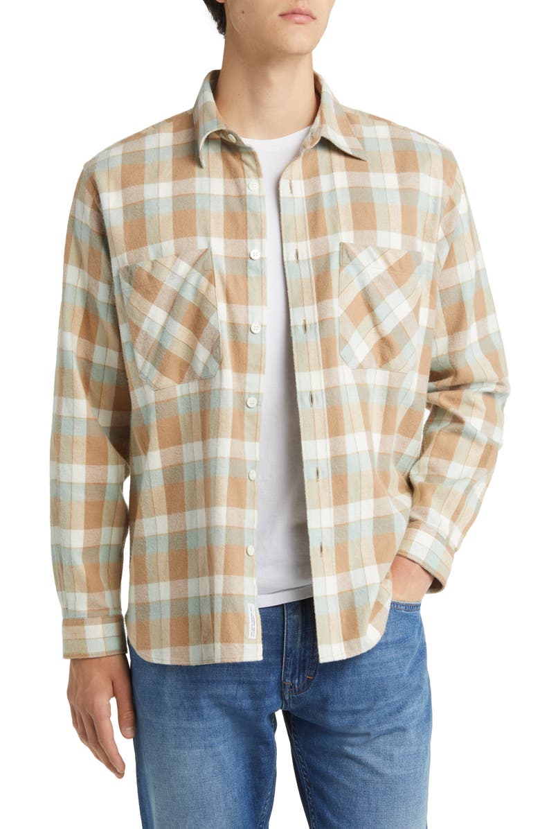 Closed Plaid Cotton Flannel Button-Up Shirt, Main, color,