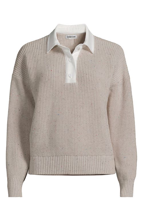 Lands' End Drifter Rugby With Woven Collar Sweater In Gray