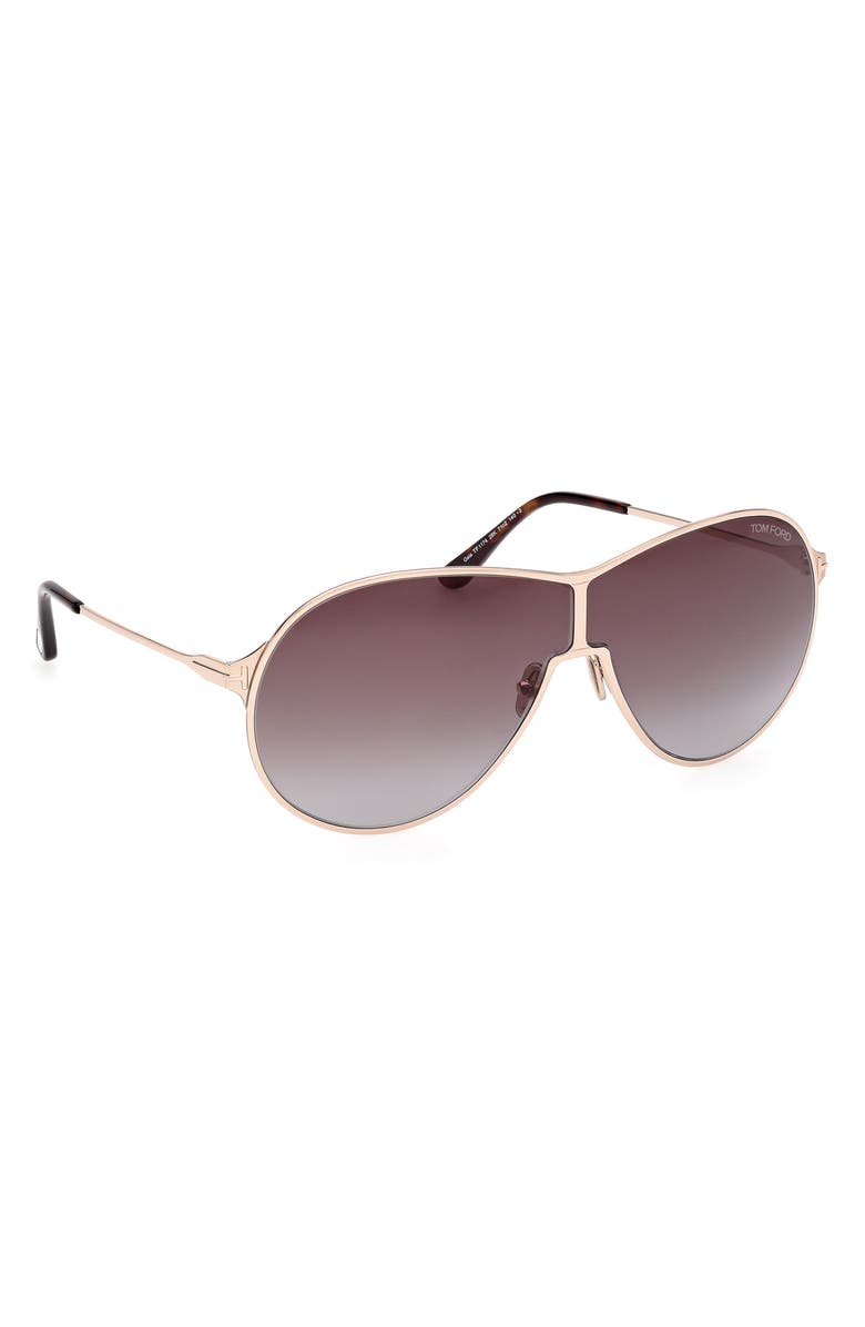 TOM FORD Gais 71mm Oversize Mirrored Pilot Sunglasses, Alternate, color, Rose Gold Dark Havana / T Logo