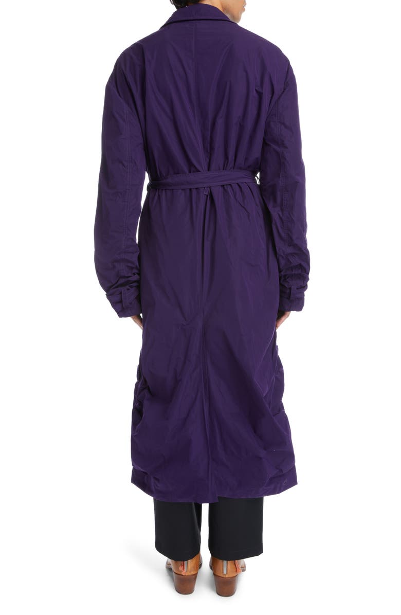 Acne Studios Ruched Satin Trench Coat, Alternate, color,