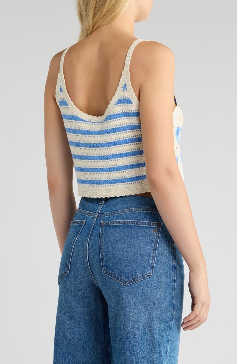 Avec Les Filles Heart Crochet Crop Tank, Alternate, color, Blue