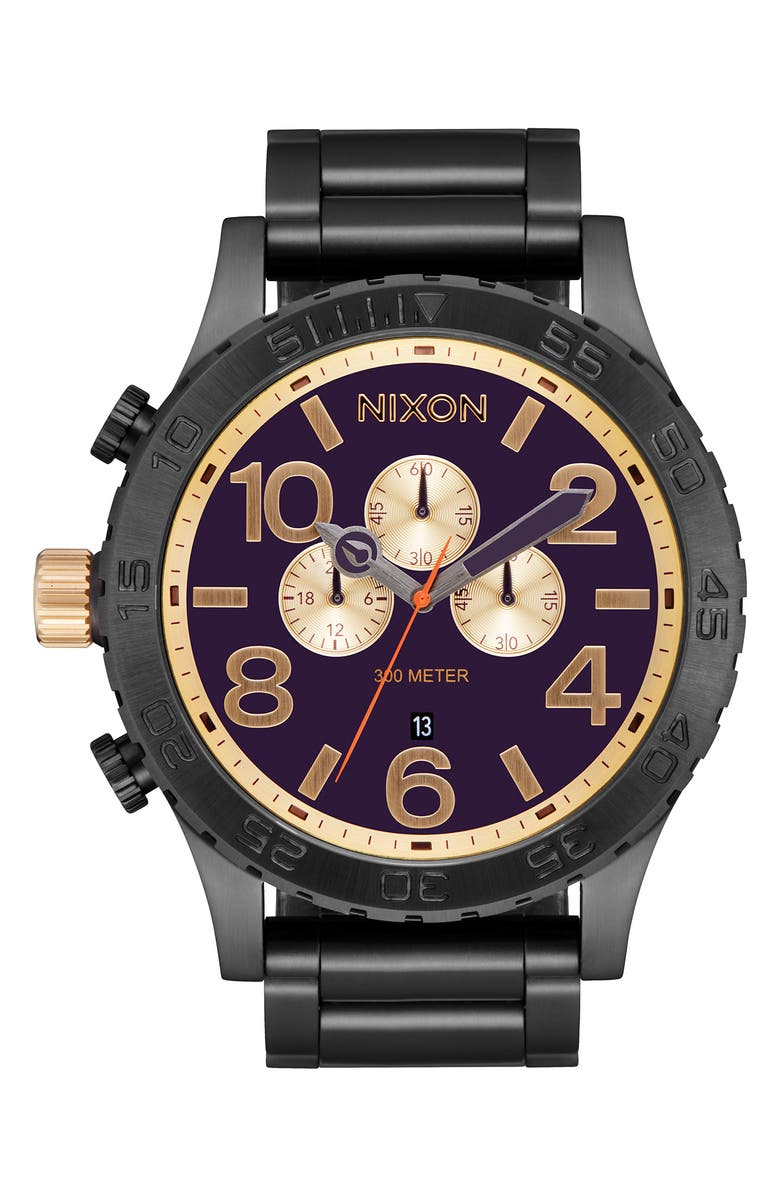 Nixon 'The 51-30 Chrono' Watch, 51mm, Main, color, Gunmetal / Blackberry / Gold