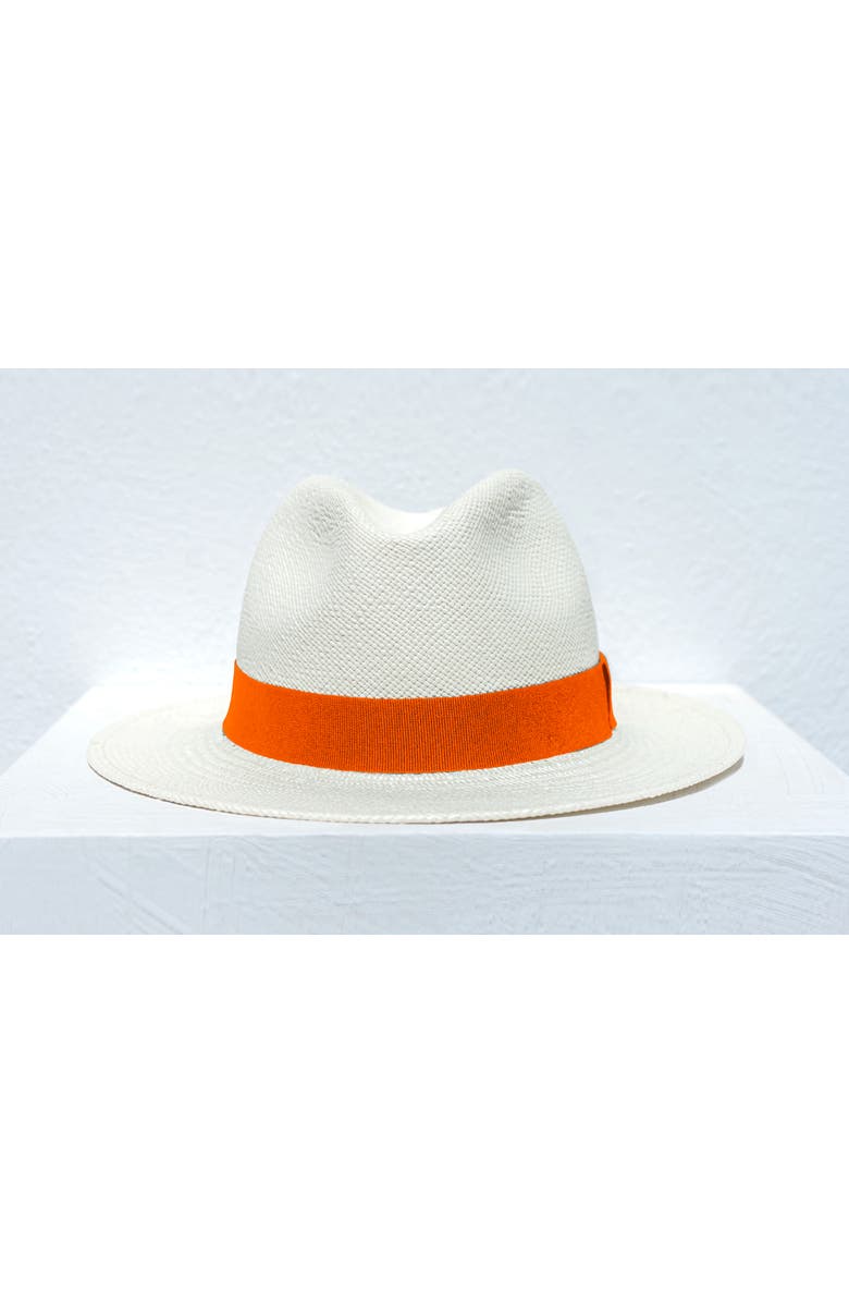 Lastelier Panama orange straw hat, Alternate, color, Orange