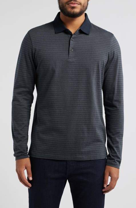 Johnston top and Murphy long sleeve lightweight polo shirt in light heather gray - L