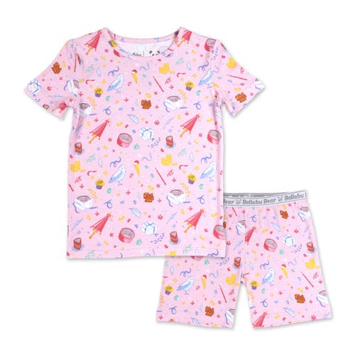 Bellabu Bear Unisex Happee Birthdae Harry Kids 2-piece Short Sleeve & Shorts Pajama Set In Pink