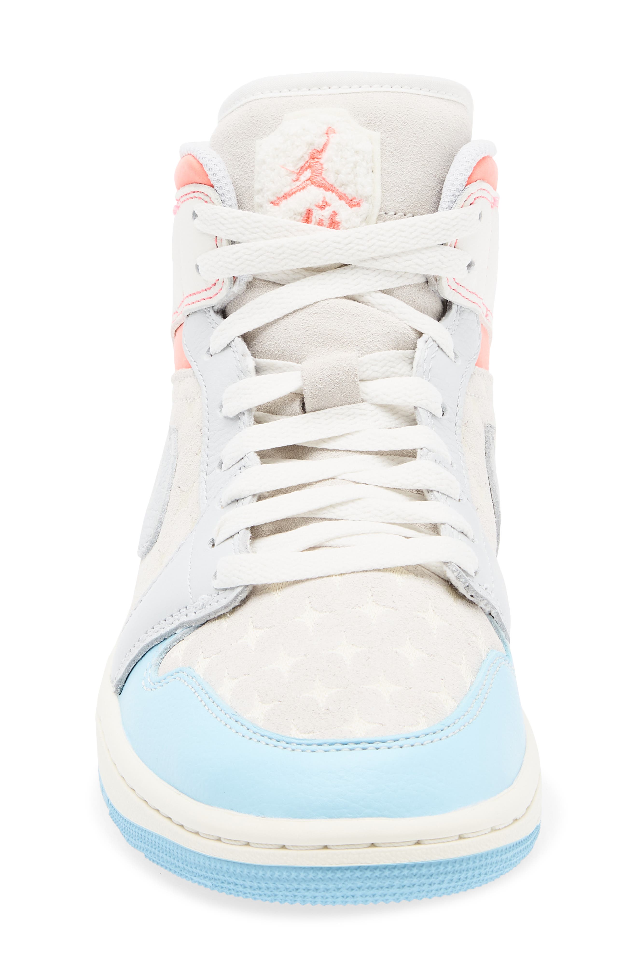 Jordan Air Jordan 1 Mid Basketball Sneaker, Alternate, color, Sail/ Blue Chill/ Lava/ Muslin