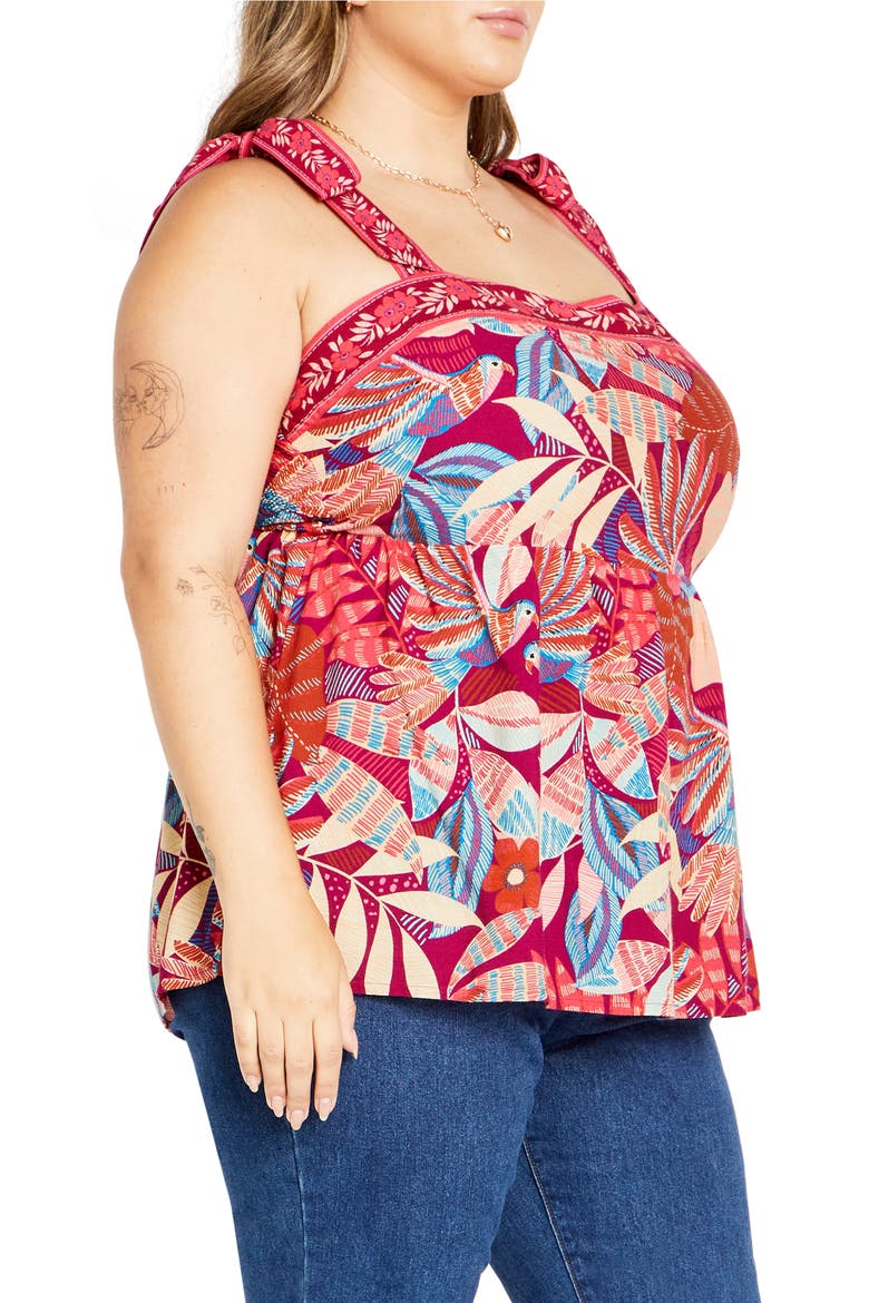 Paradiso Print Tie Strap Peplum Tank, Alternate, color, PARIDISO