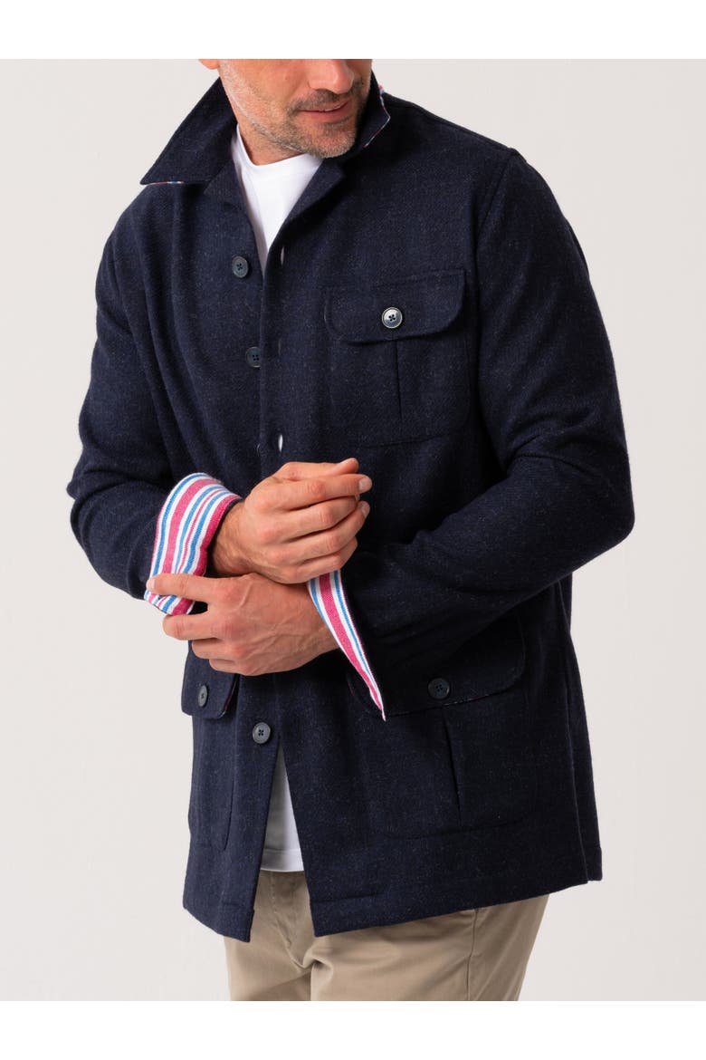 Long Sleeve Wool Shirt-Jacket, Alternate, color, Navy