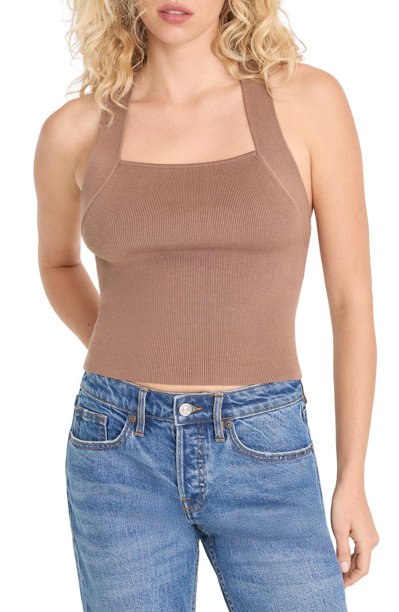 Good American The Rib Strappy Tank, Alternate, color, Hearth