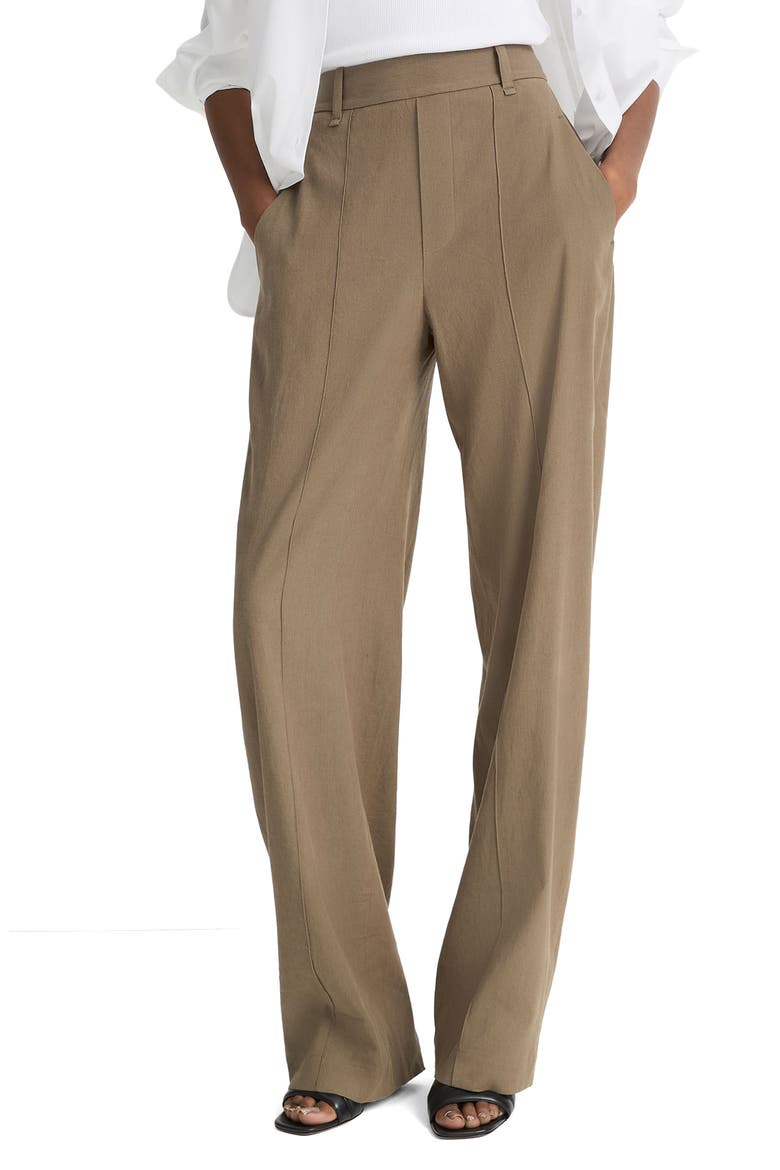 Joan High Rise Linen Blend Pull-On Pants, Main, color, MOSS SMOKE