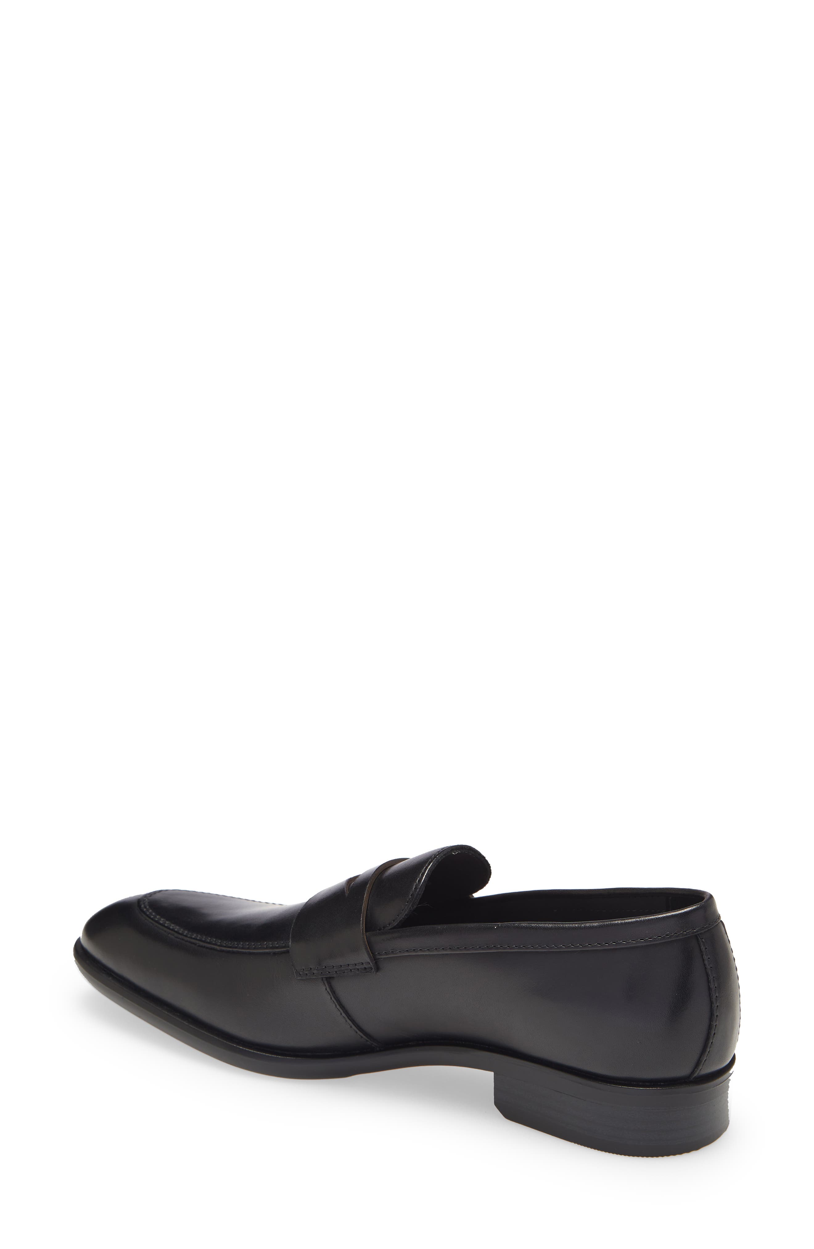 Nordstrom Dino Penny Loafer, Alternate, color, Black Leather