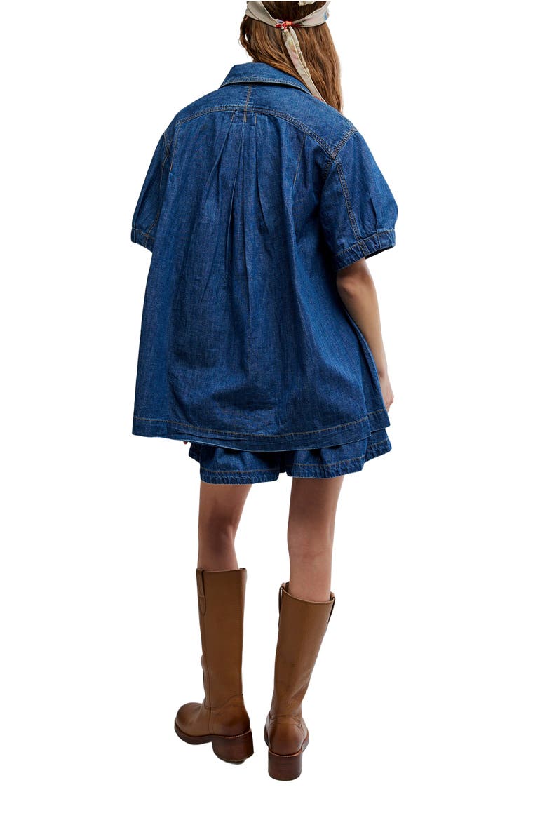 Free People Griselda Denim Shirt & Shorts Set, Alternate, color, Sea Dream Wash