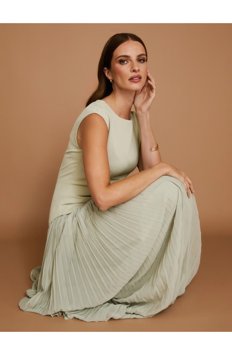 Six Stories Pleated Skirt Cap Sleeve Maxi Dress, Alternate, color, Pistachio
