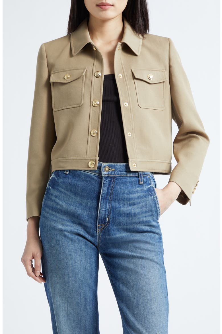 Edna Crop Virgin Wool Jacket, Main, color, BRITISH KHAKI