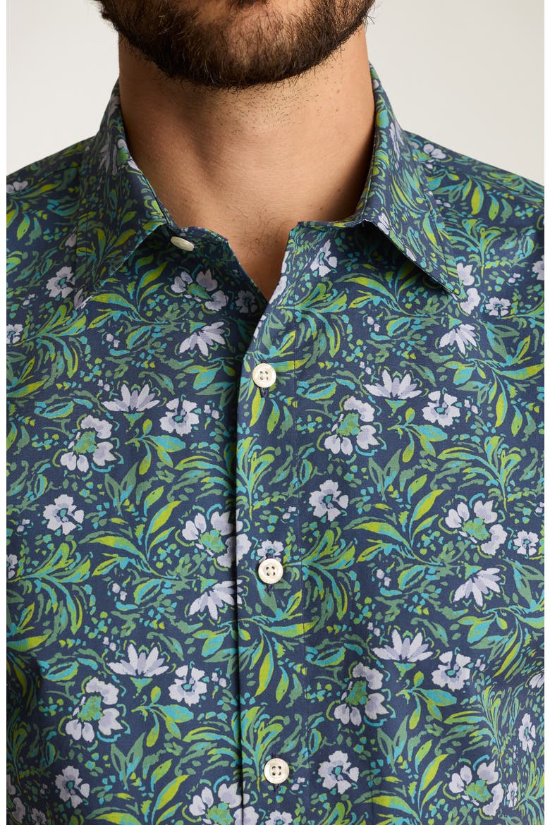Riviera Floral Short Sleeve Stretch Cotton Poplin Button-Up Shirt, Alternate, color, MOK FLORAL C26