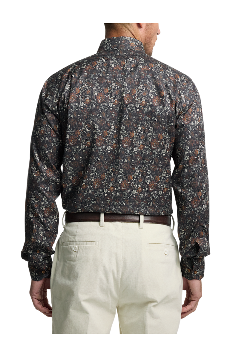 Paul Fredrick Comfort Stretch Non-iron Floral Dress Shirt With Contrast Trim, Alternate, color, Brown Multi
