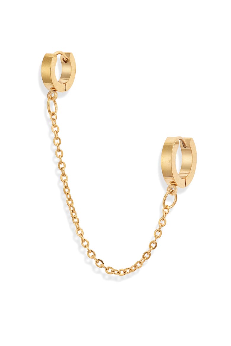 Viola Double Huggie Hoop Earring, Main, color, GOLD