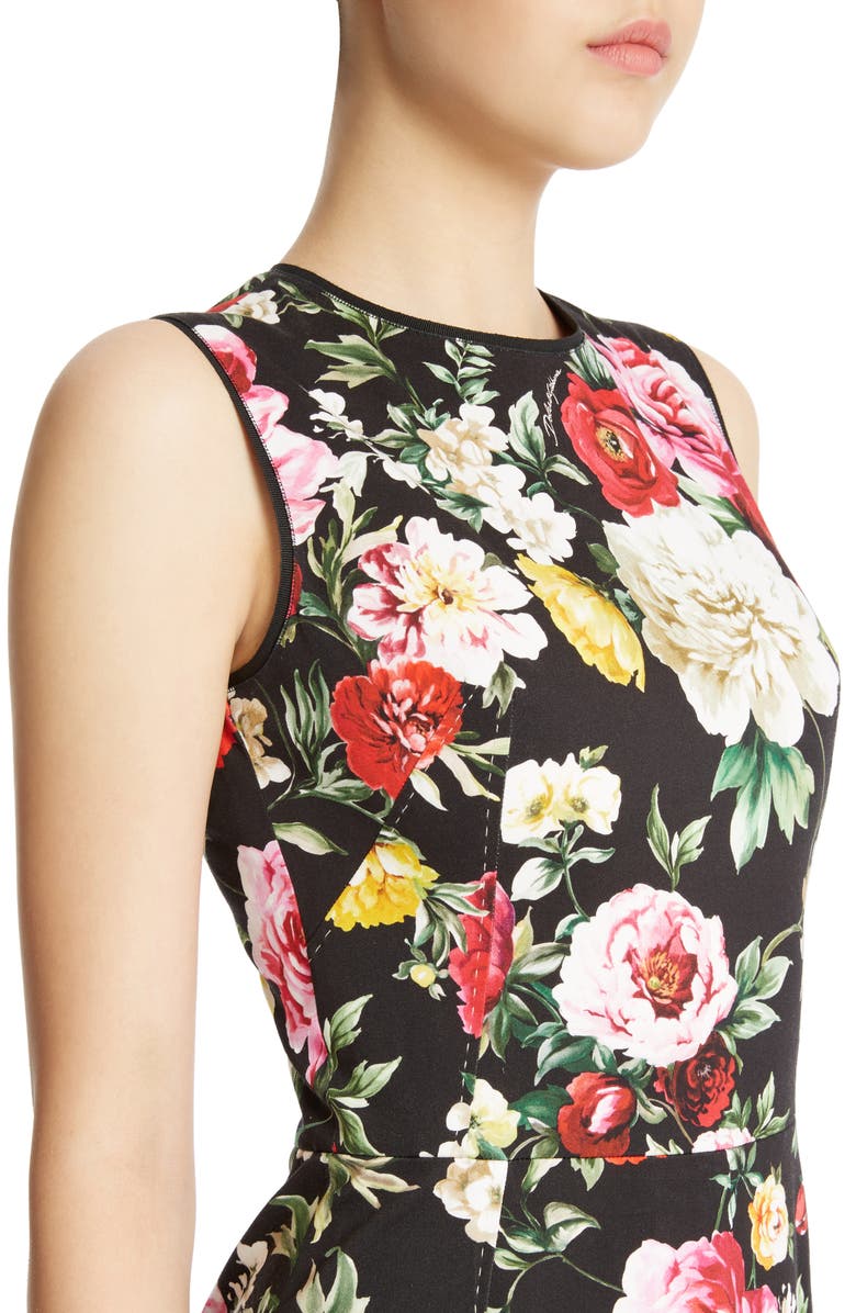 Dolce&Gabbana Floral Print Flare Hem Dress, Alternate, color, Black