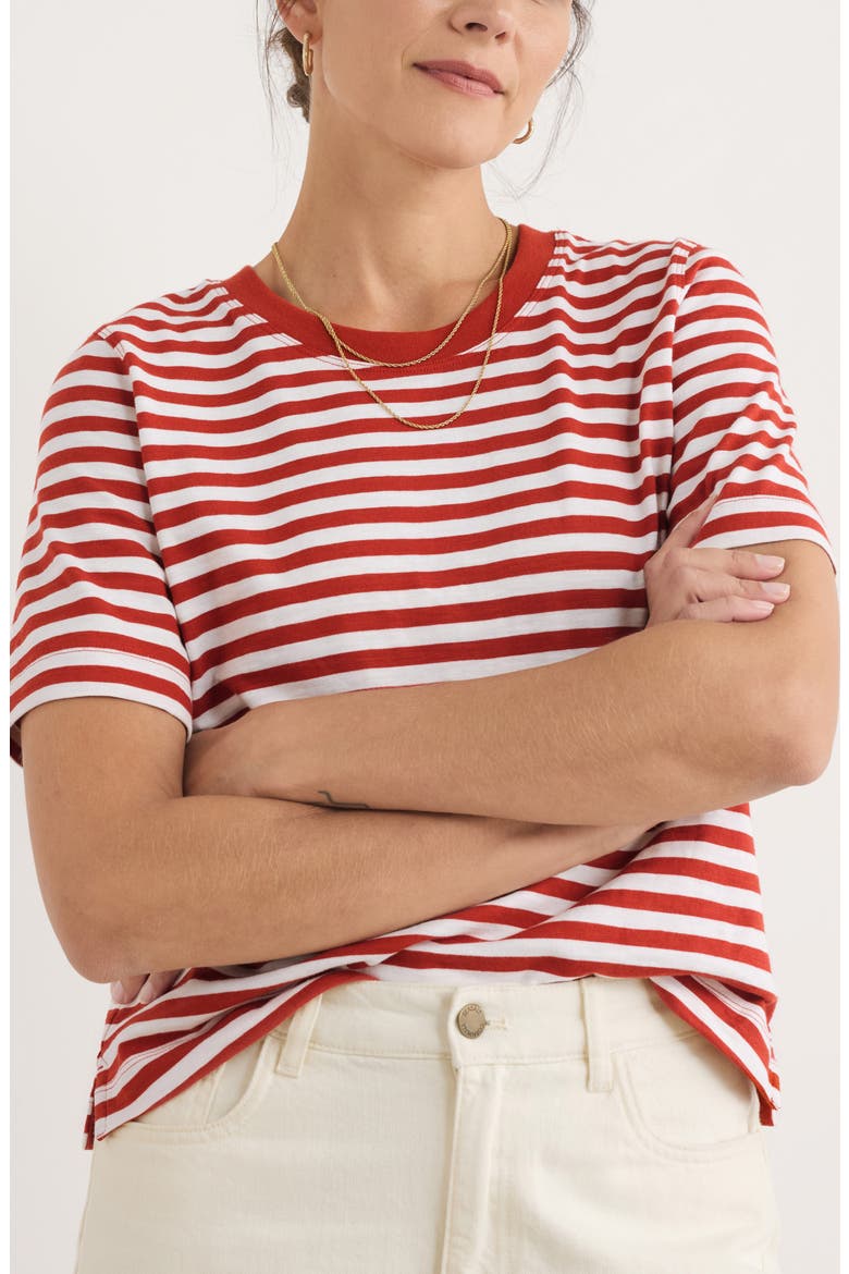 Copseland Stripe Organic Cotton T-Shirt, Main, color, CORNISH CHALK DARK CINNAMON