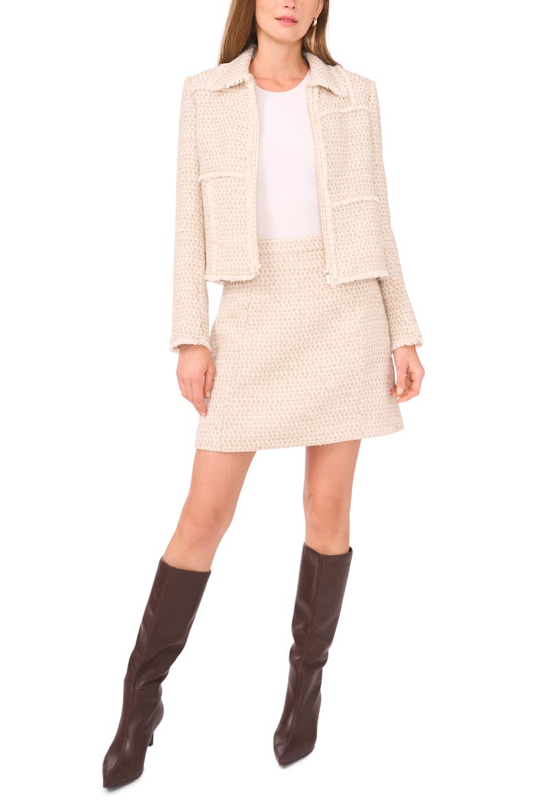 Fringe Detail Tweed Jacket, Alternate, color, FRENCH OAK