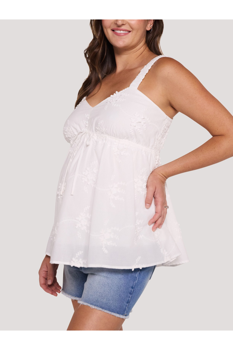 Scrunch Strap Woven Cami, Alternate, color, White Eyelet