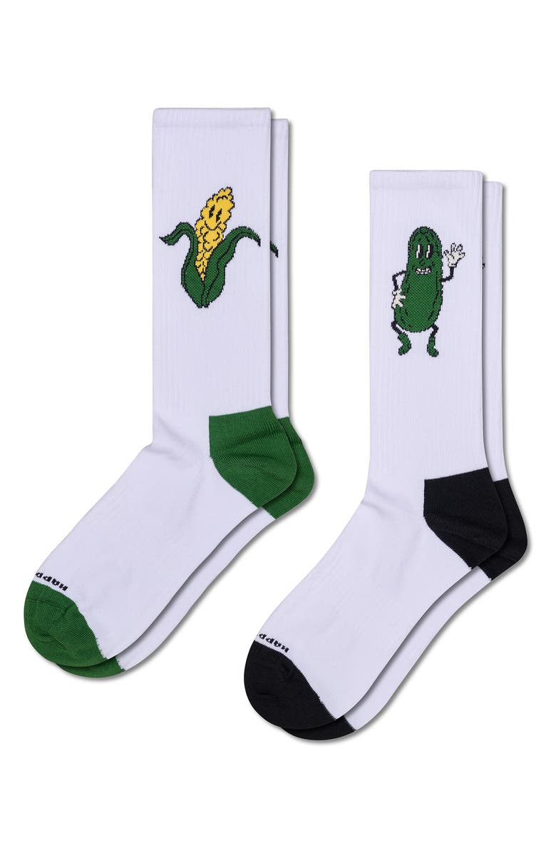 Happy Socks Assorted 2-Pack Corn Sneaker Socks, Main, color, White