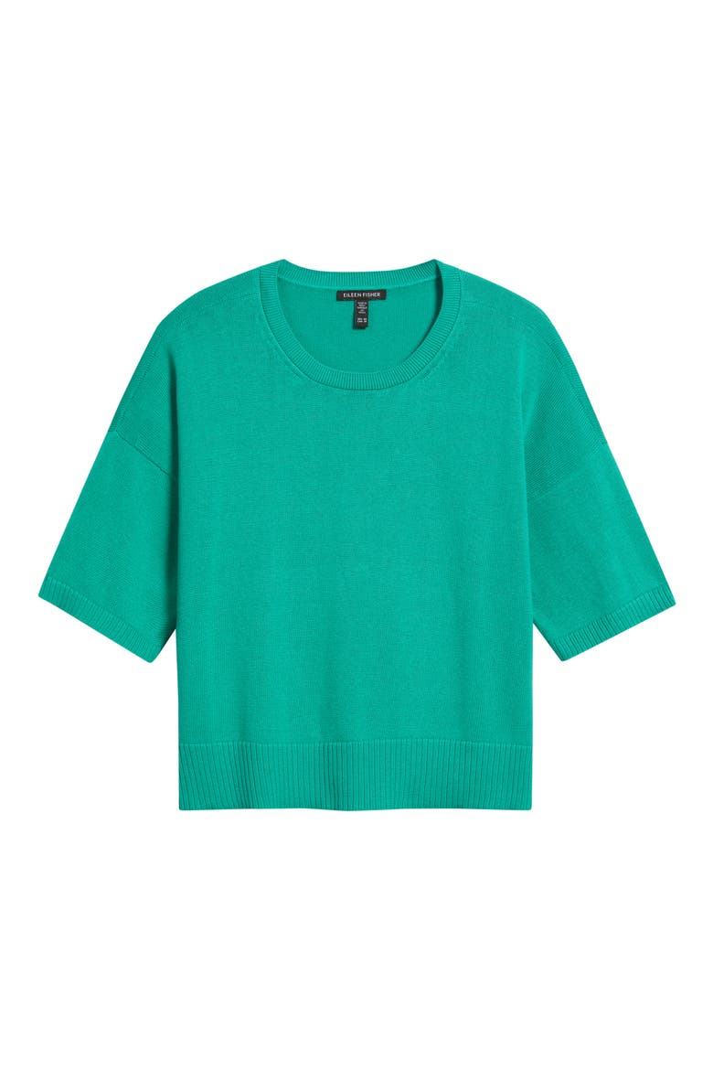 Elbow Sleeve Organic Cotton Blend Crewneck Sweater, Alternate, color, SEA STAR