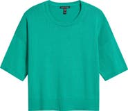 Eileen Fisher Elbow Sleeve Organic Cotton Blend Crewneck Sweater