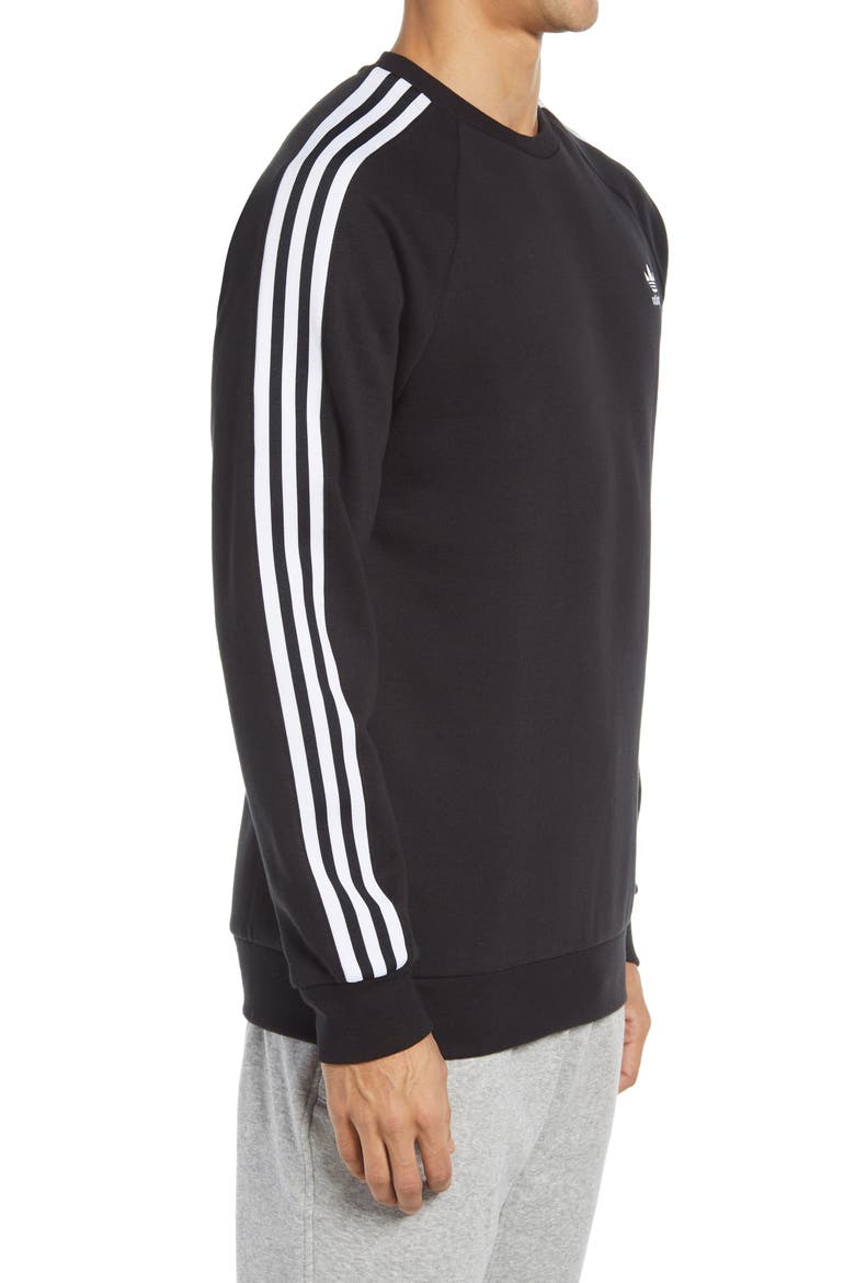 Men's 3-Stripes Crewneck Sweatshirt, Alternate, color, BLACK